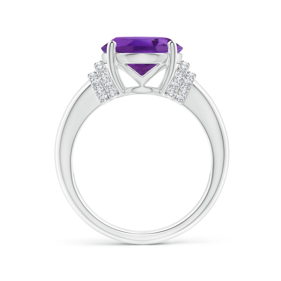 12x10mm AAA Oval Amethyst Cocktail Ring with Diamond Accents in White Gold side 1