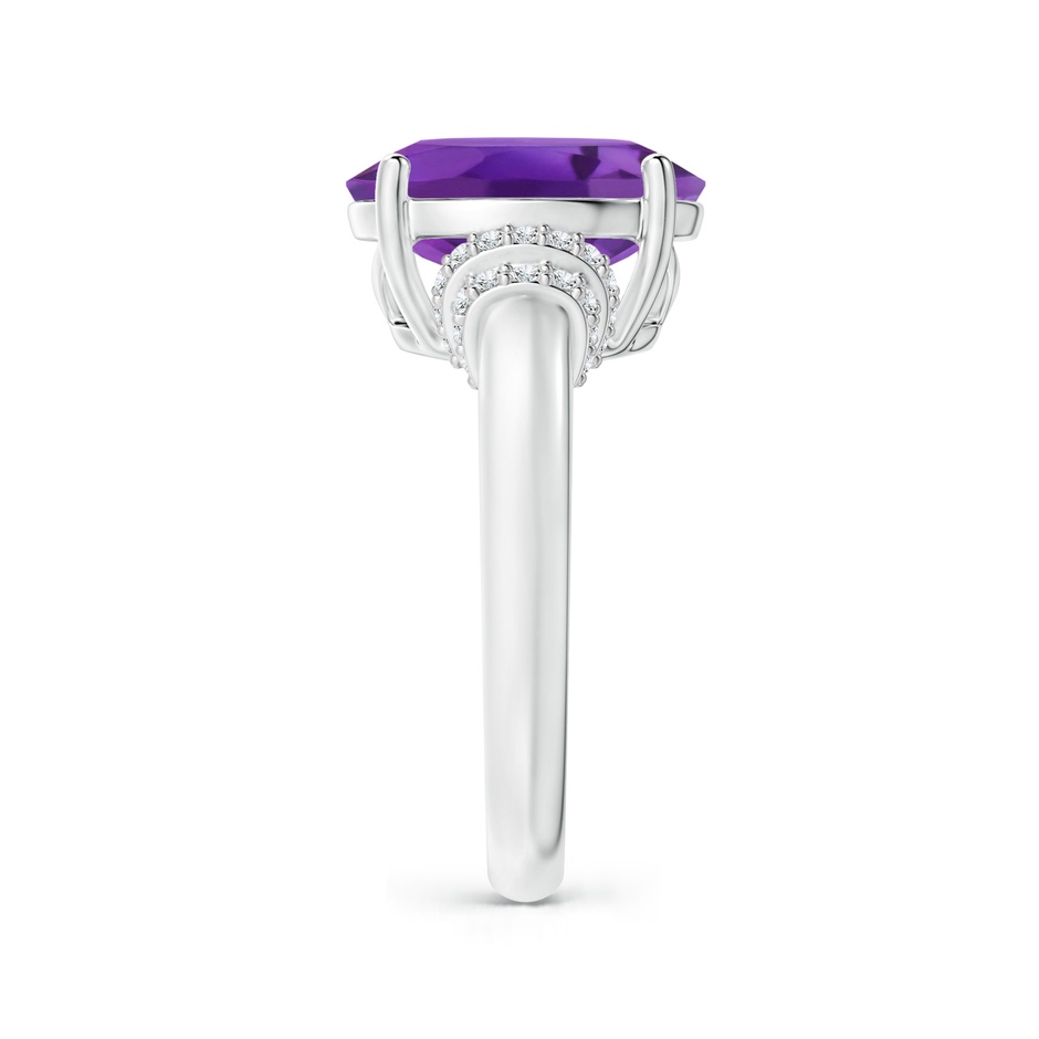 12x10mm AAA Oval Amethyst Cocktail Ring with Diamond Accents in White Gold side 2