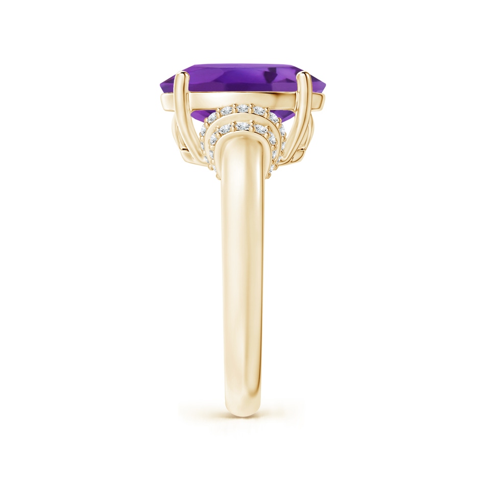 12x10mm AAA Oval Amethyst Cocktail Ring with Diamond Accents in Yellow Gold side 2