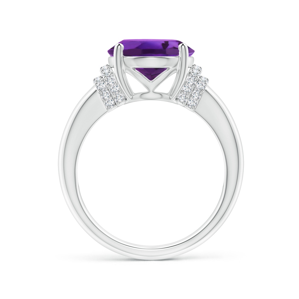 12x10mm AAAA Oval Amethyst Cocktail Ring with Diamond Accents in P950 Platinum Side 1