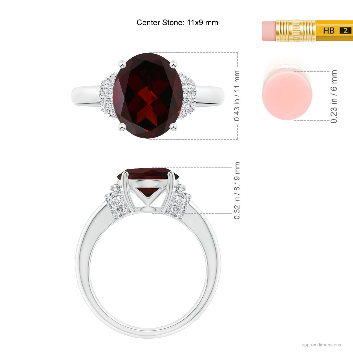 A - Garnet / 4.4 CT / 14 KT White Gold