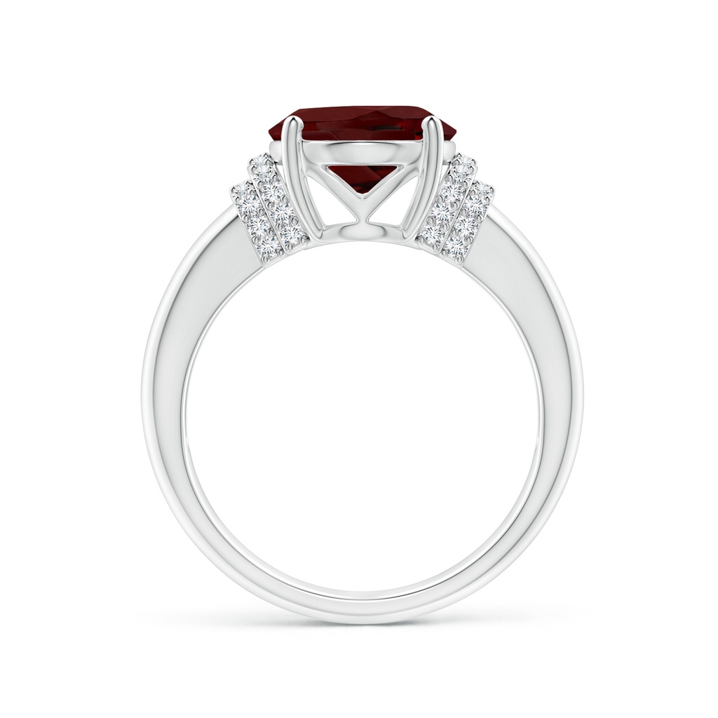 11x9mm AAA Oval Garnet Cocktail Ring with Diamond Accents in White Gold Side 1