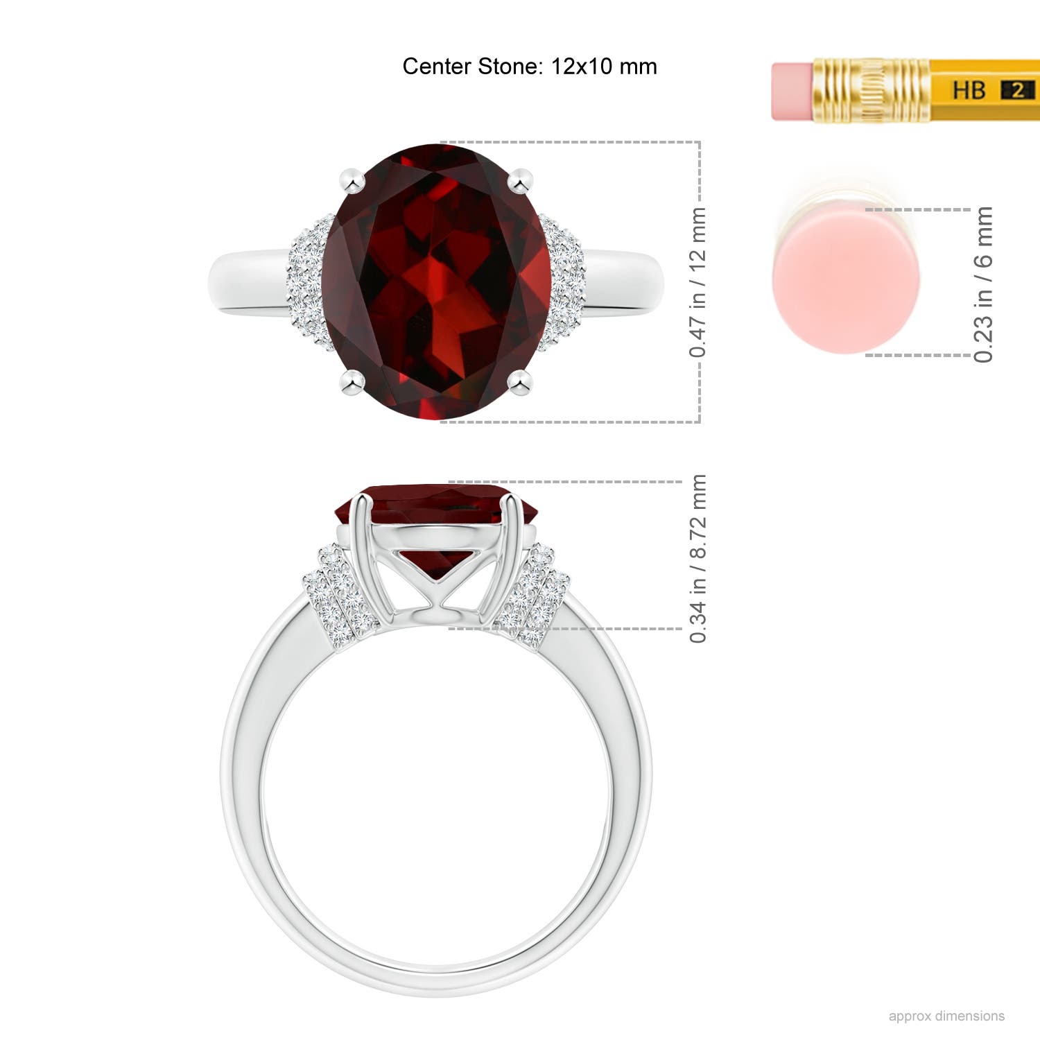 AAA - Garnet / 5.39 CT / 14 KT White Gold