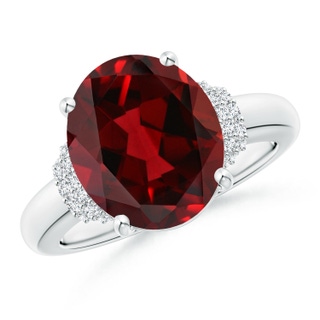 12x10mm AAAA Oval Garnet Cocktail Ring with Diamond Accents in P950 Platinum