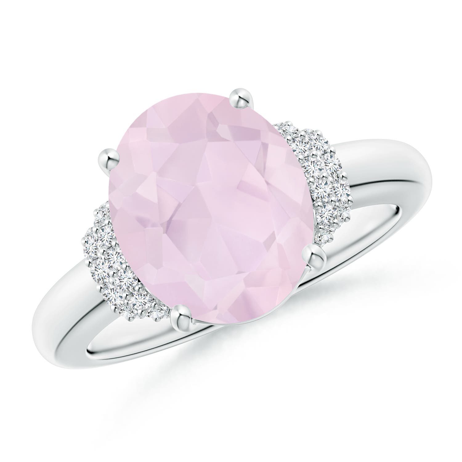 A - Rose Quartz / 3.45 CT / 14 KT White Gold