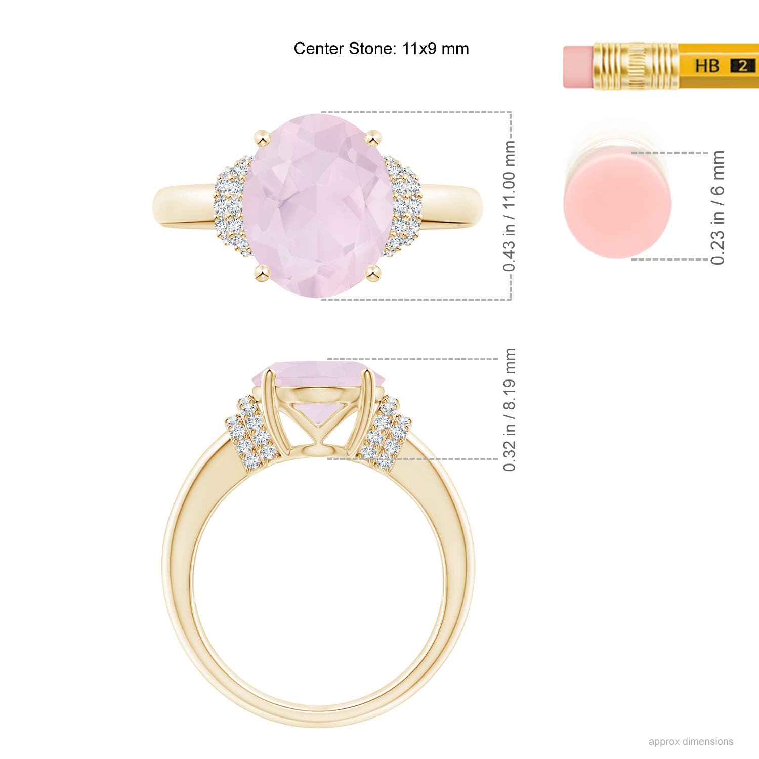 A - Rose Quartz / 3.45 CT / 14 KT Yellow Gold