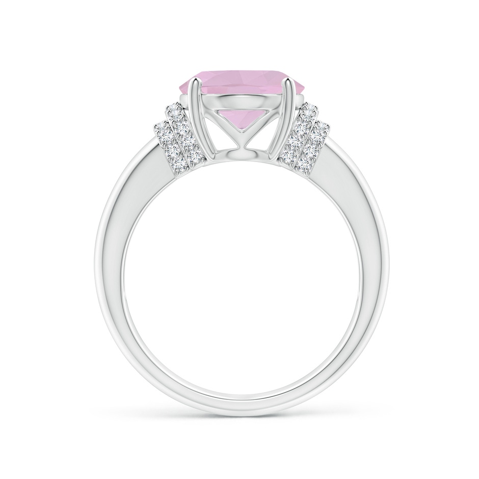 11x9mm AAA Oval Rose Quartz Cocktail Ring with Diamond Accents in White Gold side 1