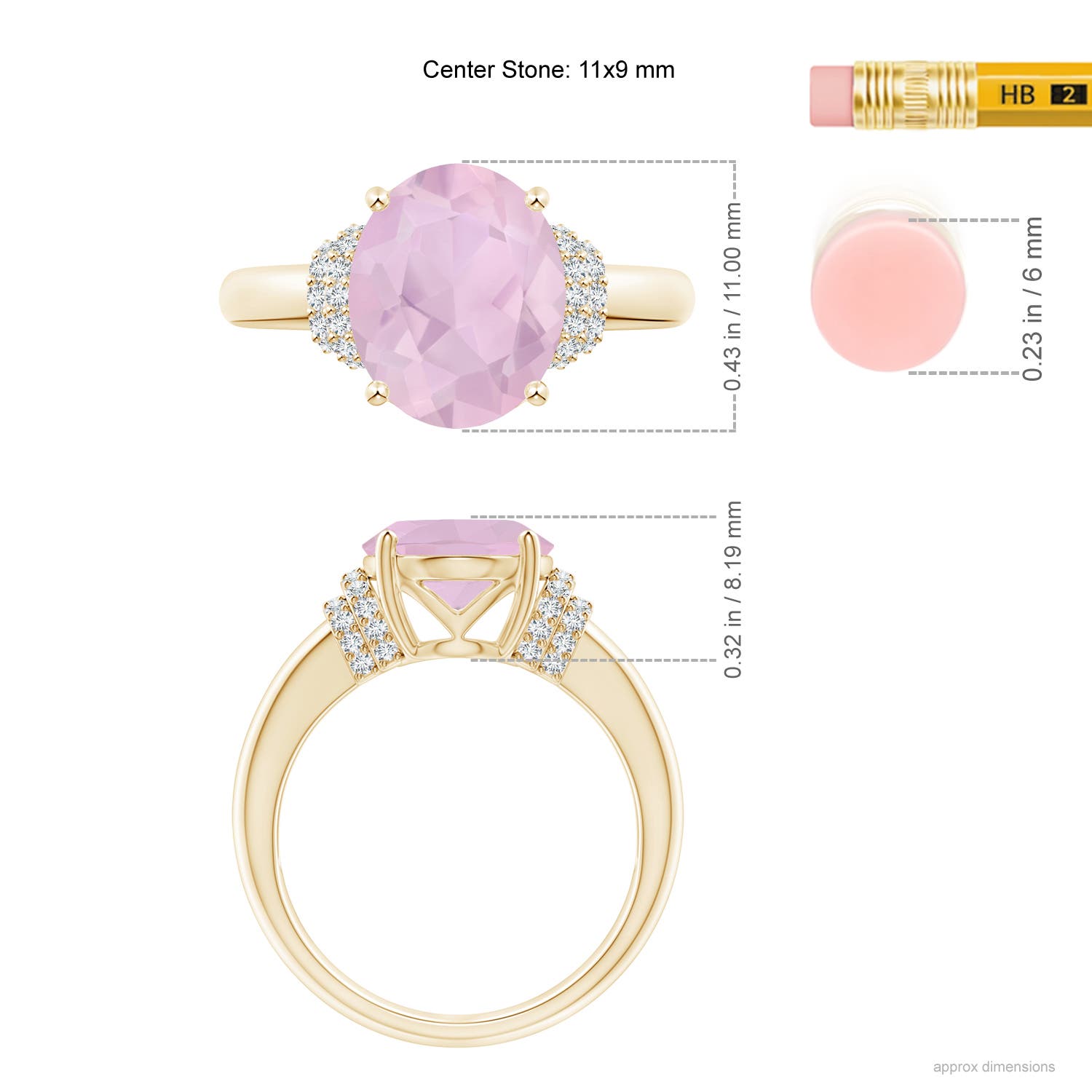 AAA - Rose Quartz / 3.45 CT / 14 KT Yellow Gold