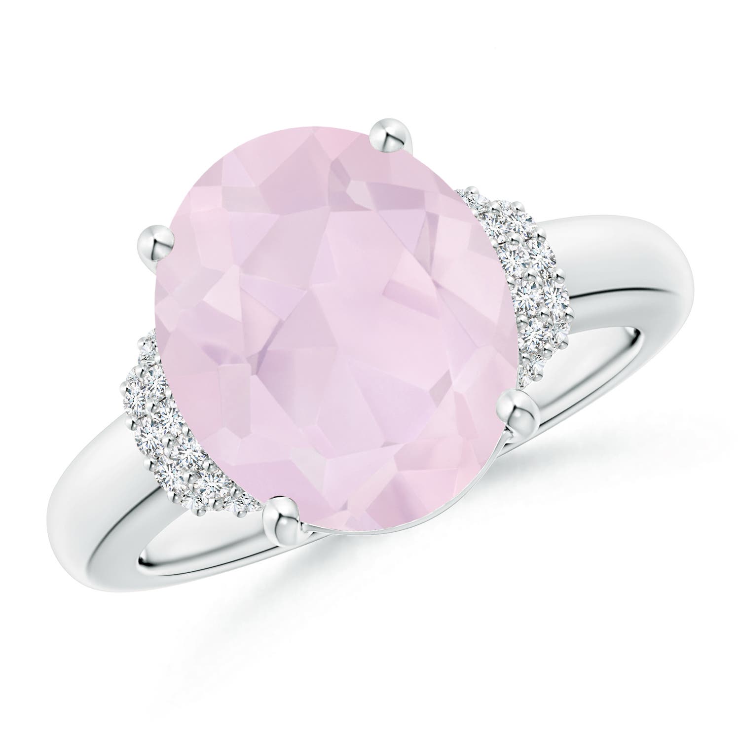 A - Rose Quartz / 4.04 CT / 14 KT White Gold