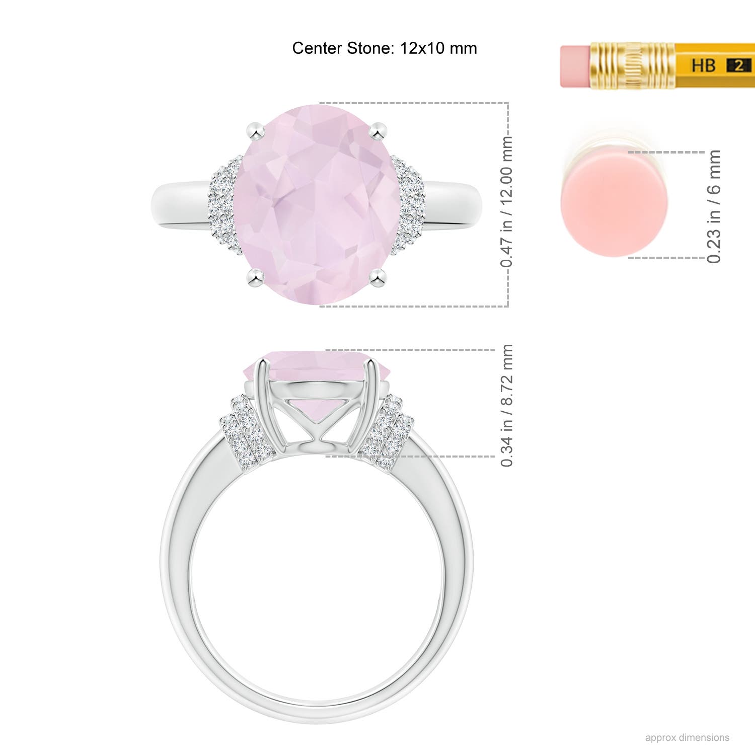 A - Rose Quartz / 4.04 CT / 14 KT White Gold