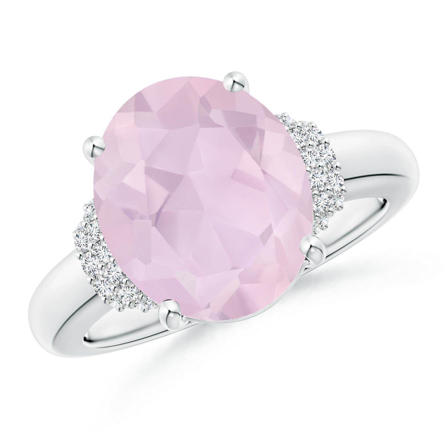 AA - Rose Quartz / 4.04 CT / 14 KT White Gold