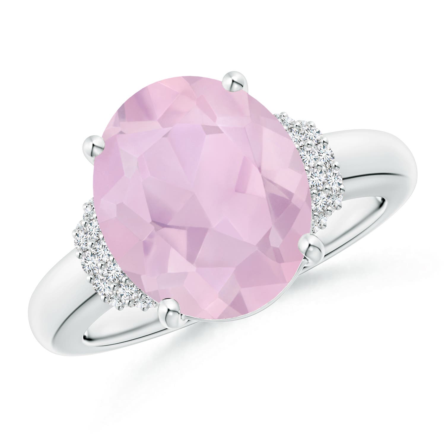 AAA - Rose Quartz / 4.04 CT / 14 KT White Gold