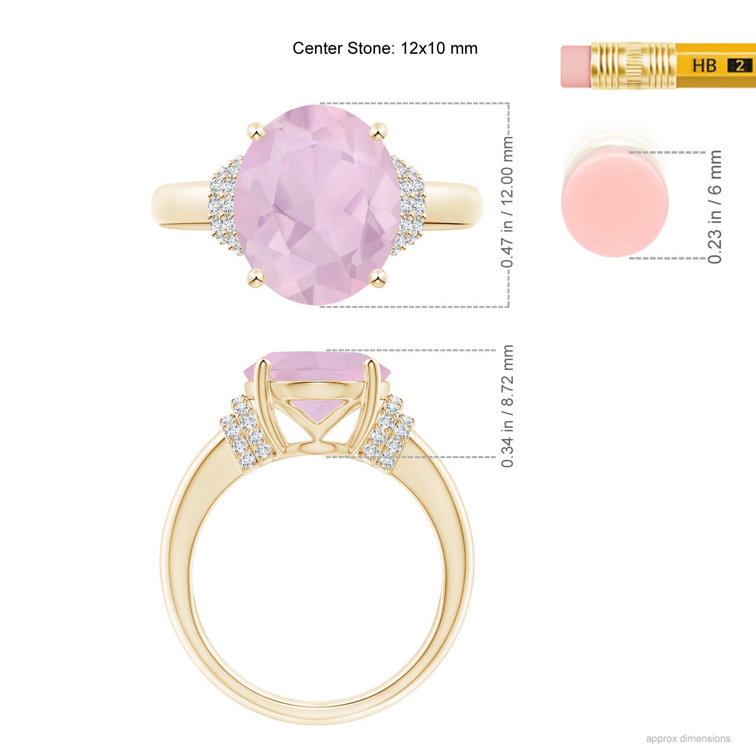 AAA - Rose Quartz / 4.04 CT / 14 KT Yellow Gold