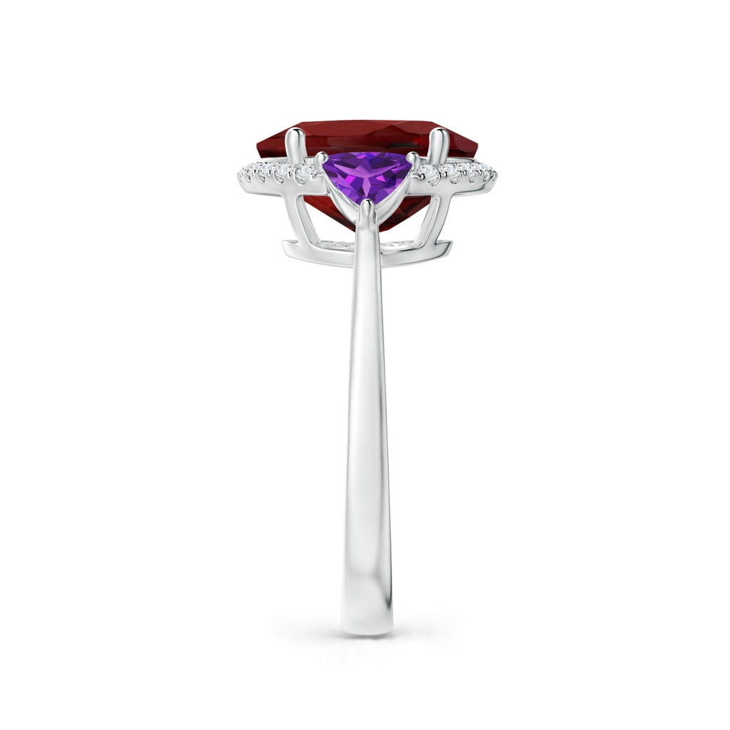 11x9mm AAAA Oval Garnet & Trillion Amethyst Cocktail Ring in P950 Platinum Side 2