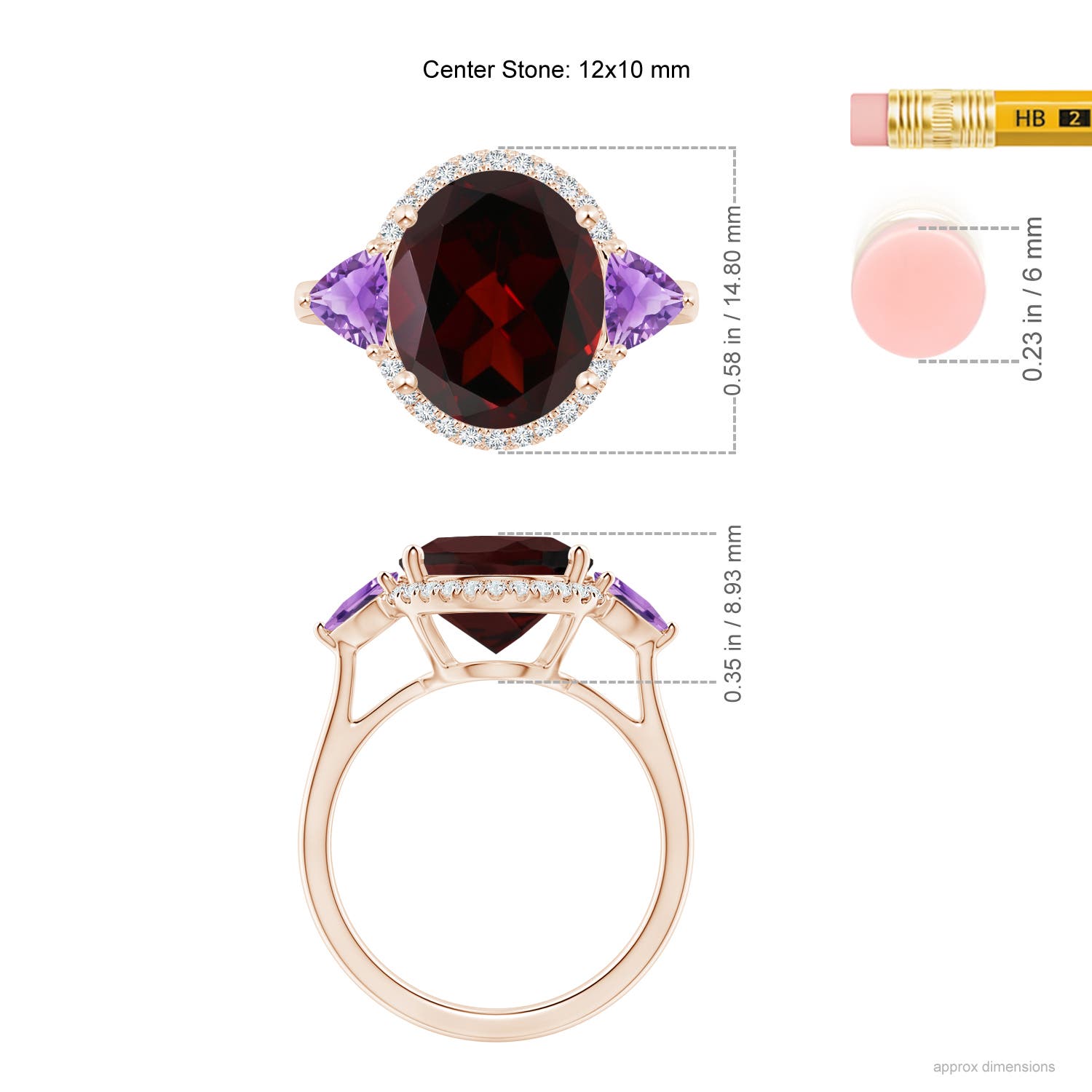 A - Garnet / 6.08 CT / 14 KT Rose Gold