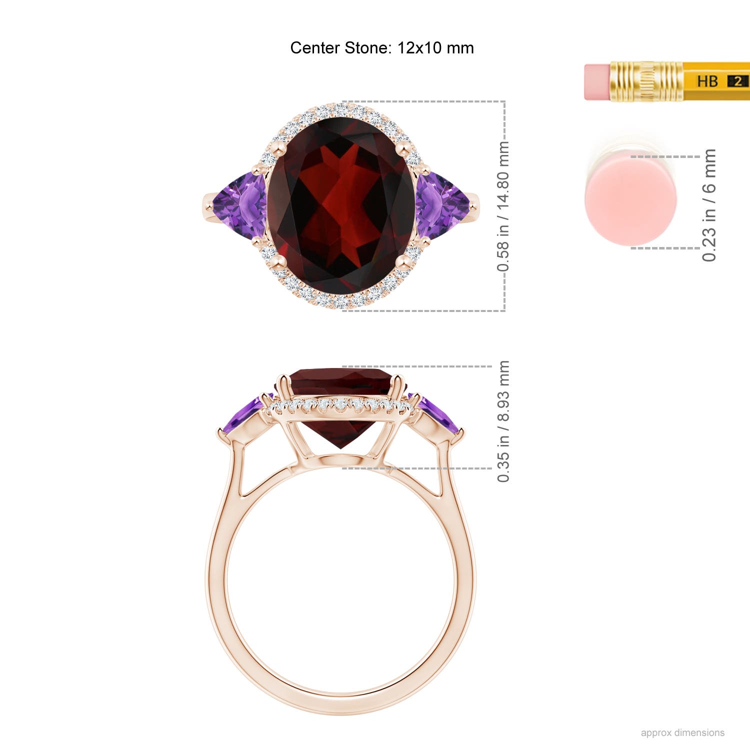 AA - Garnet / 6.08 CT / 14 KT Rose Gold