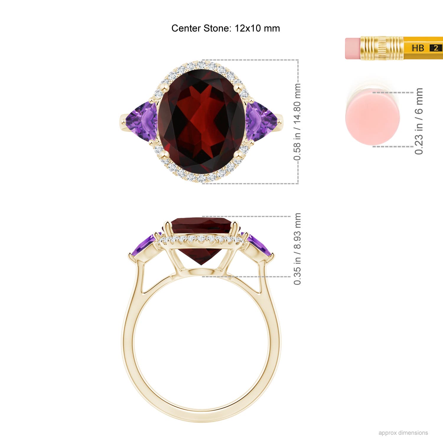 AA - Garnet / 6.08 CT / 14 KT Yellow Gold