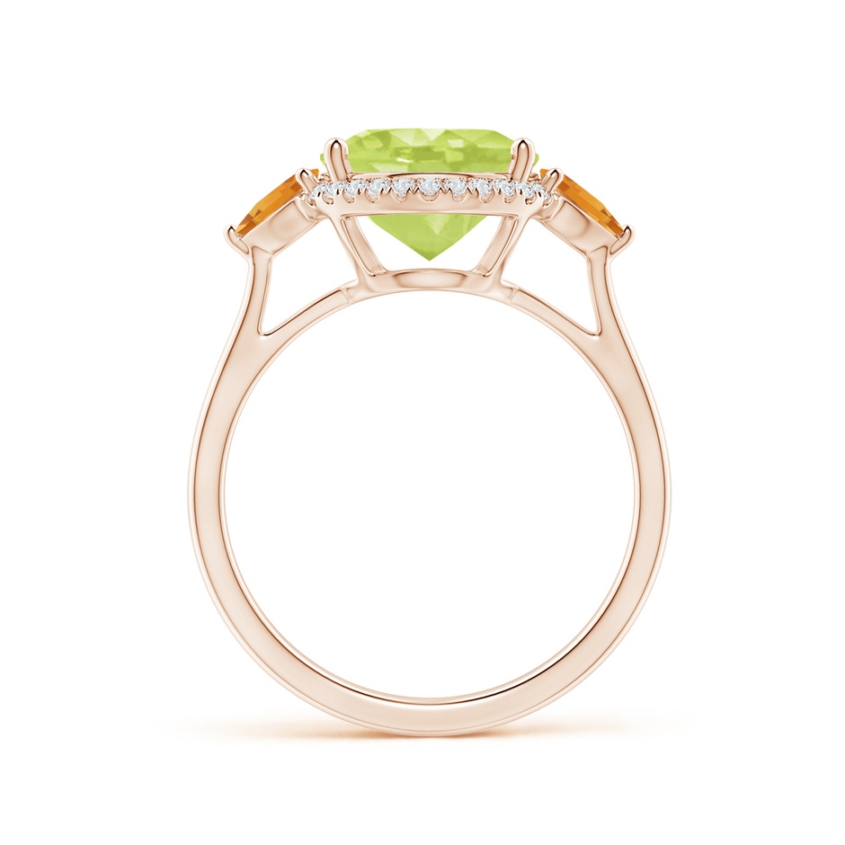 11x9mm A Oval Peridot & Trillion Citrine Cocktail Ring in Rose Gold side 199