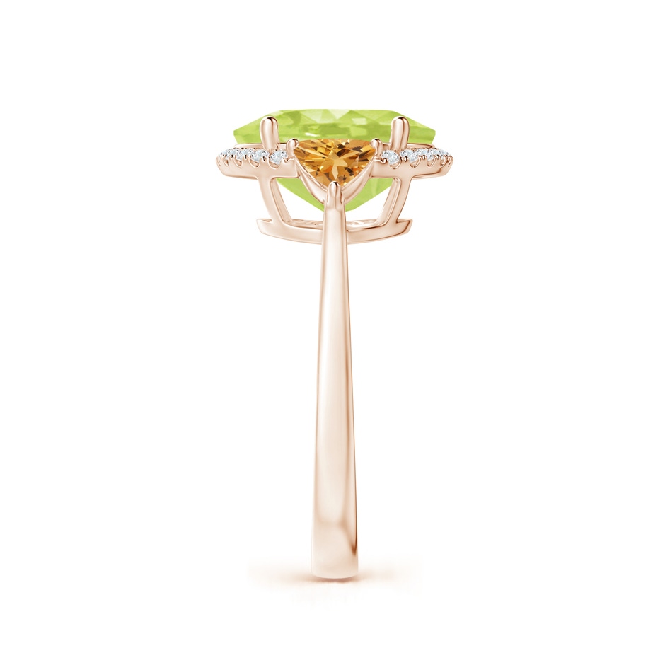 11x9mm A Oval Peridot & Trillion Citrine Cocktail Ring in Rose Gold side 299