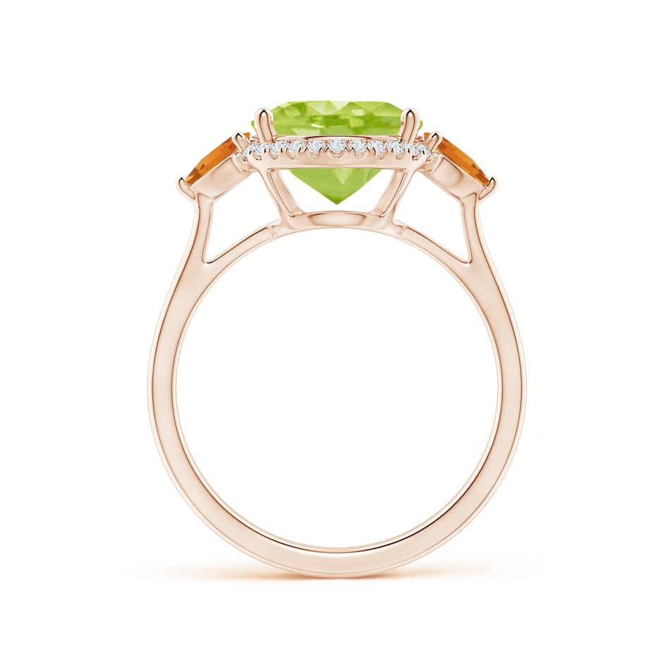 11x9mm AA Oval Peridot & Trillion Citrine Cocktail Ring in Rose Gold side 199