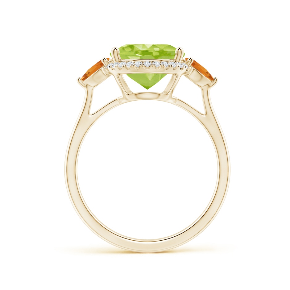 11x9mm AA Oval Peridot & Trillion Citrine Cocktail Ring in Yellow Gold side 199