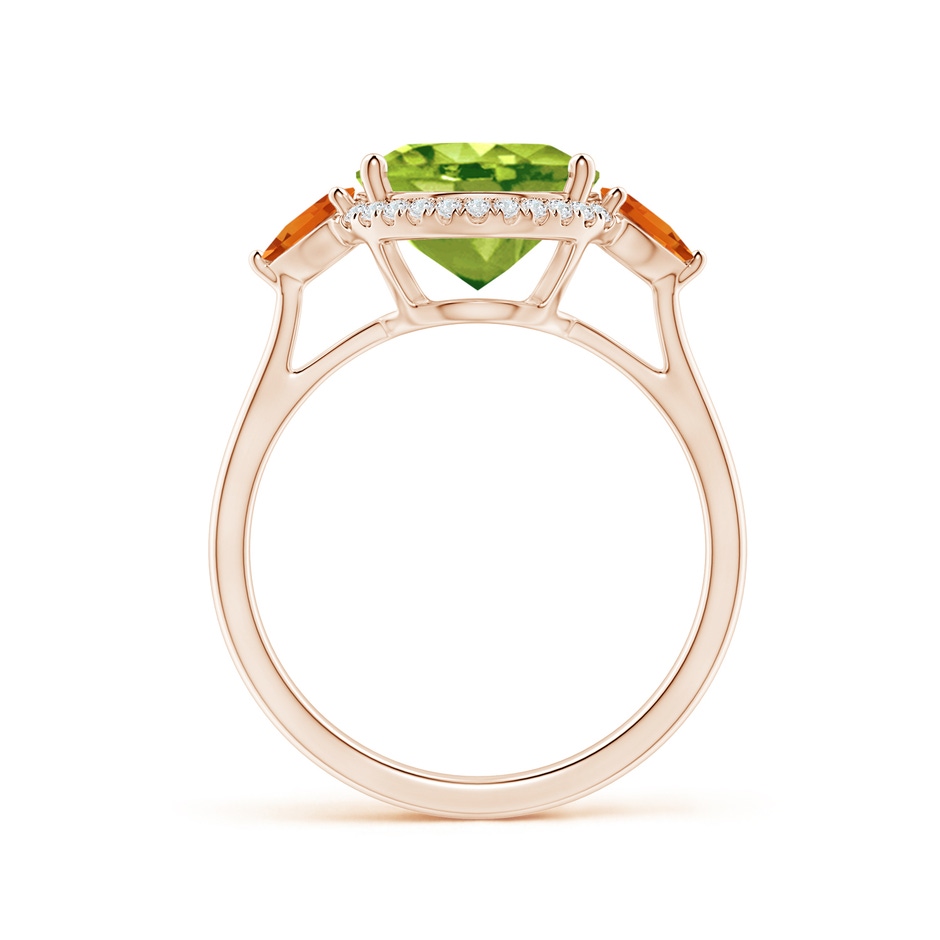 11x9mm AAA Oval Peridot & Trillion Citrine Cocktail Ring in Rose Gold side 199