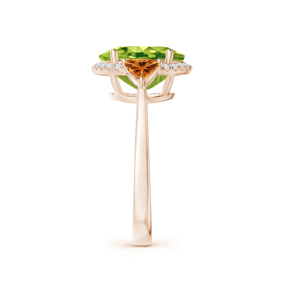 11x9mm AAA Oval Peridot & Trillion Citrine Cocktail Ring in Rose Gold side 299
