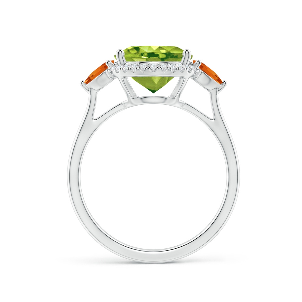 11x9mm AAA Oval Peridot & Trillion Citrine Cocktail Ring in White Gold - side 199