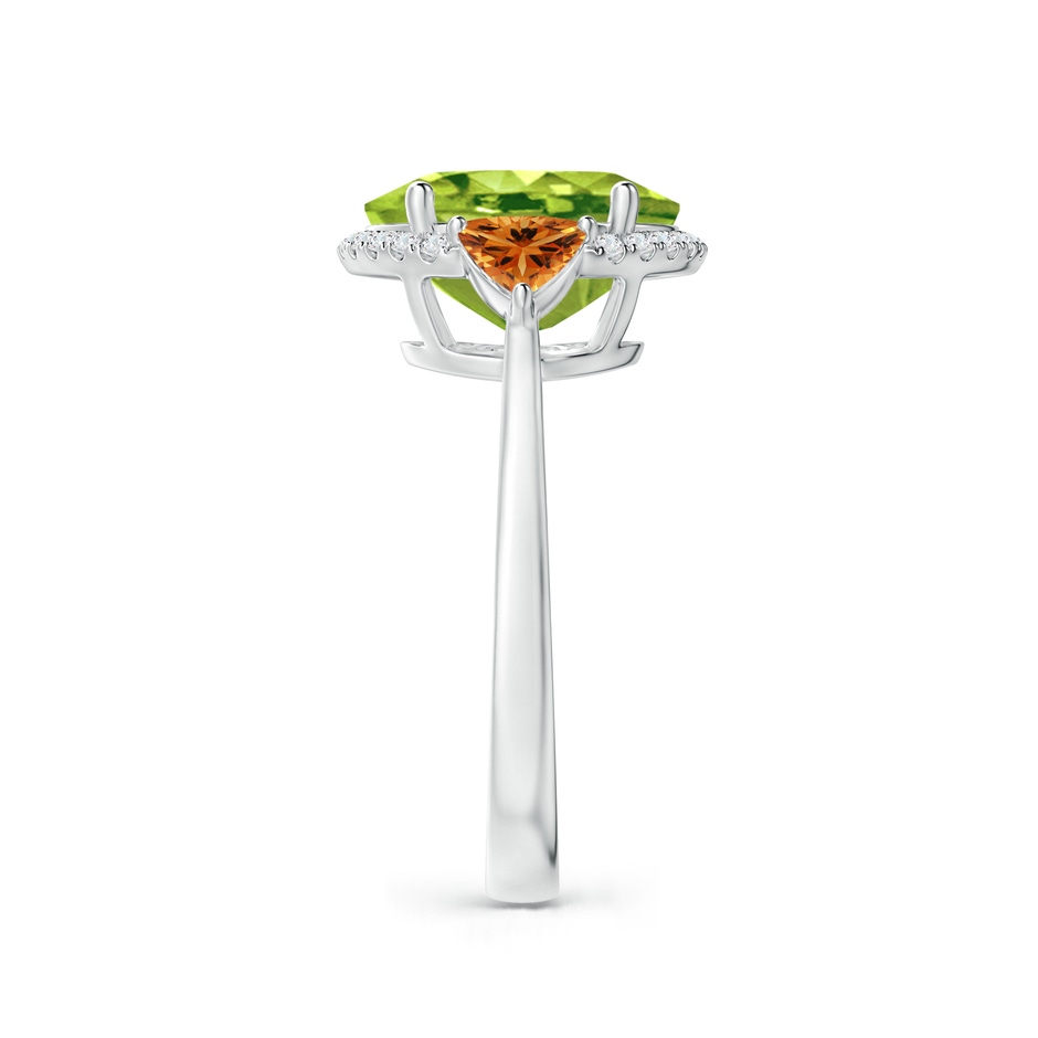 11x9mm AAA Oval Peridot & Trillion Citrine Cocktail Ring in White Gold side 299