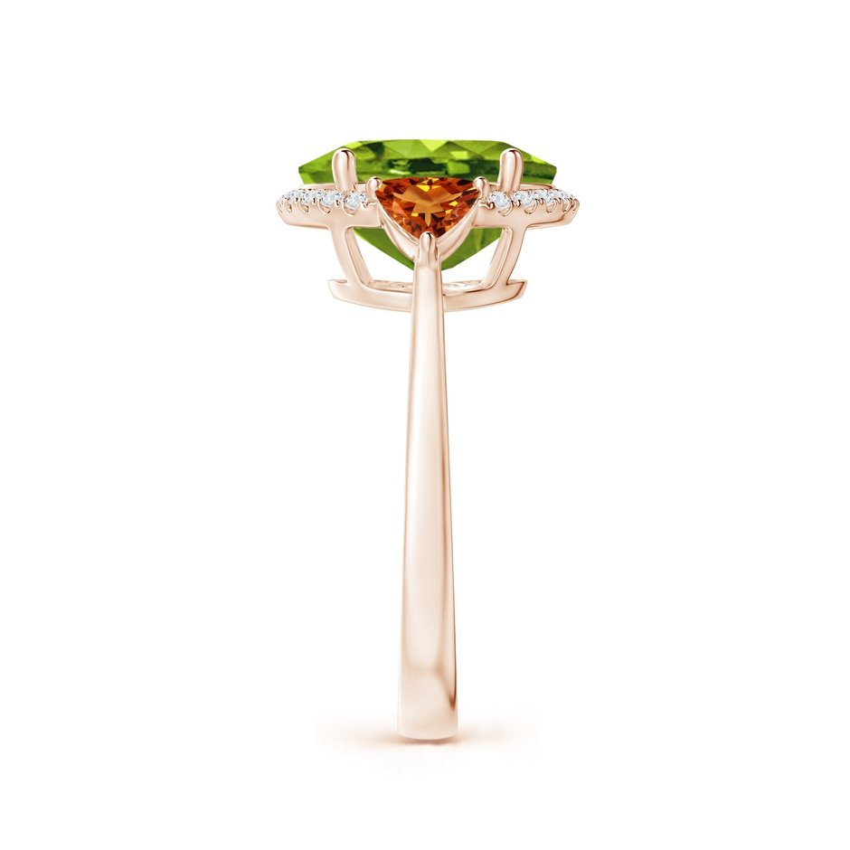 11x9mm AAAA Oval Peridot & Trillion Citrine Cocktail Ring in Rose Gold side 299