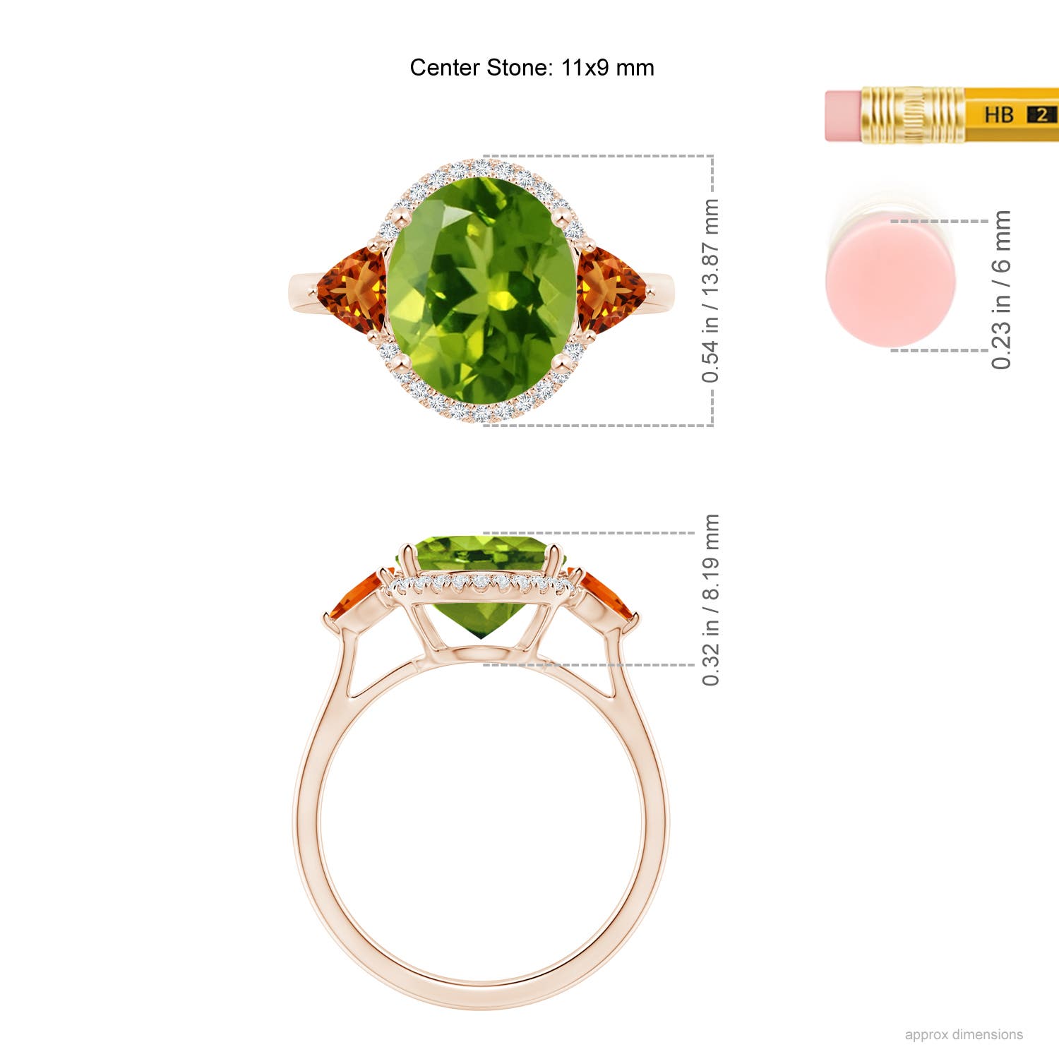 AAAA - Peridot / 4.41 CT / 14 KT Rose Gold