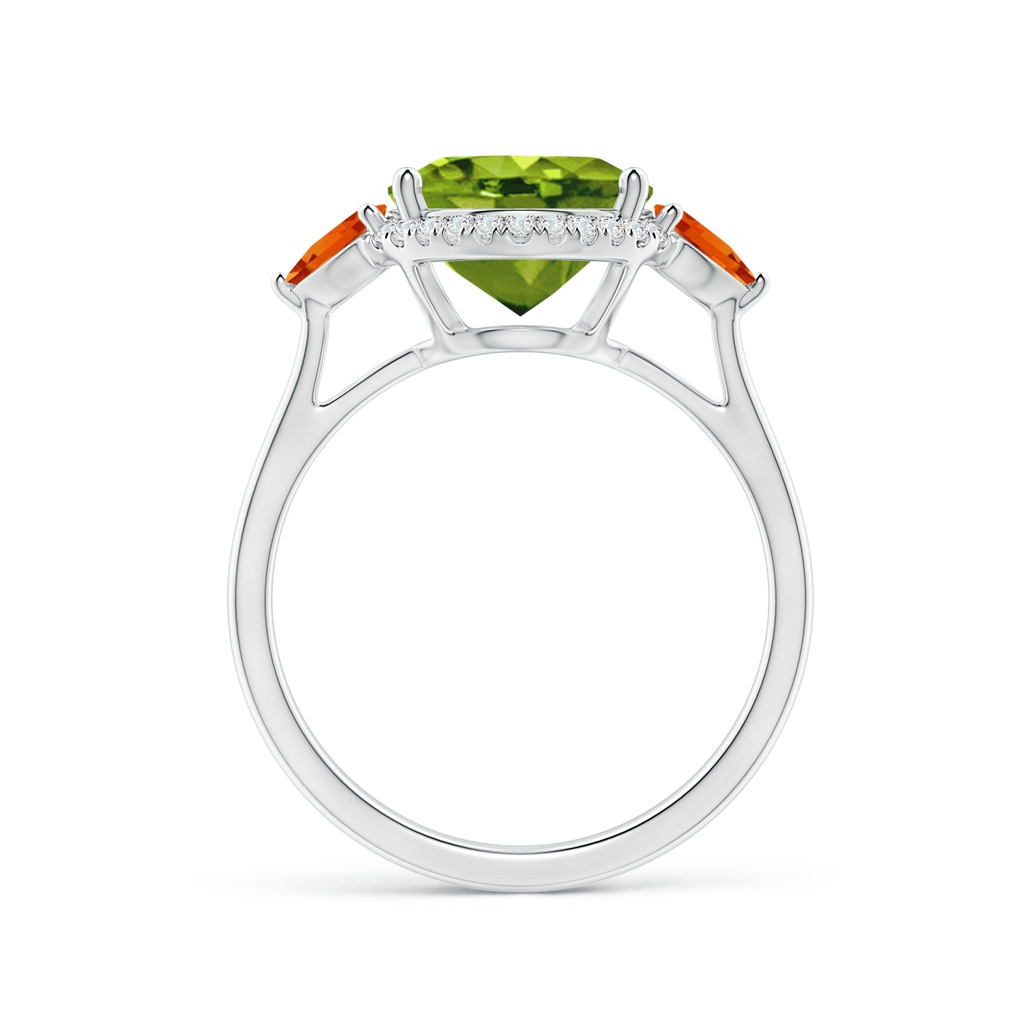 11x9mm AAAA Oval Peridot & Trillion Citrine Cocktail Ring in White Gold Side 1