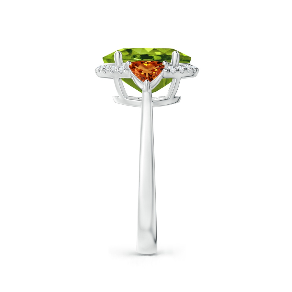 11x9mm AAAA Oval Peridot & Trillion Citrine Cocktail Ring in White Gold Side 2