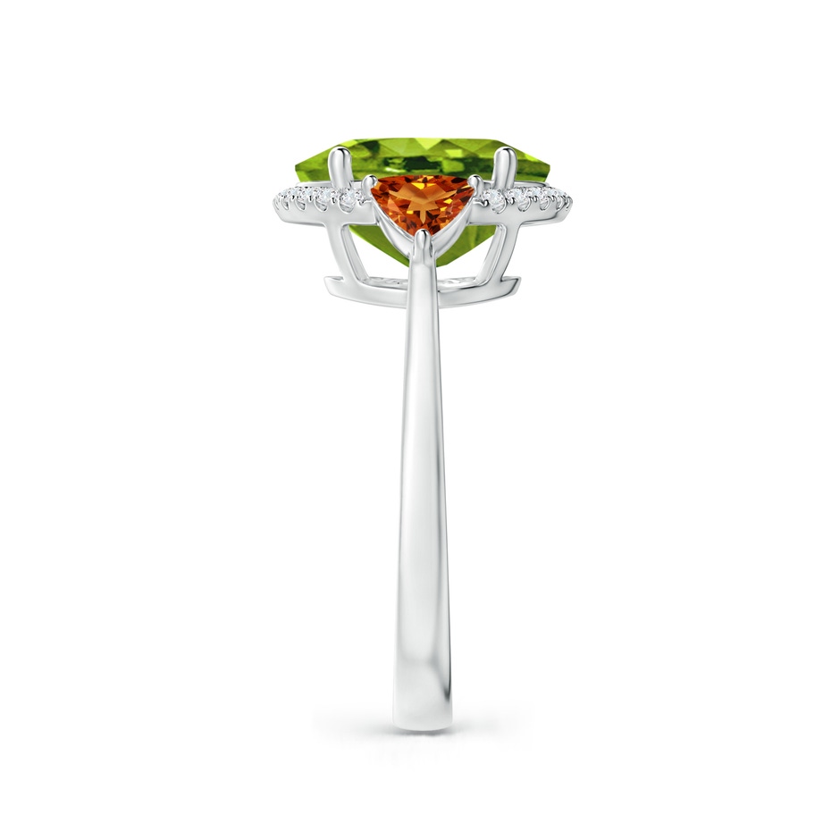 11x9mm AAAA Oval Peridot & Trillion Citrine Cocktail Ring in White Gold side 2