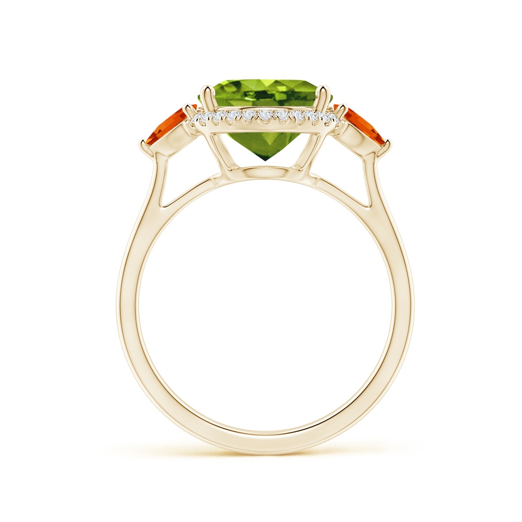 11x9mm AAAA Oval Peridot & Trillion Citrine Cocktail Ring in Yellow Gold - side 199