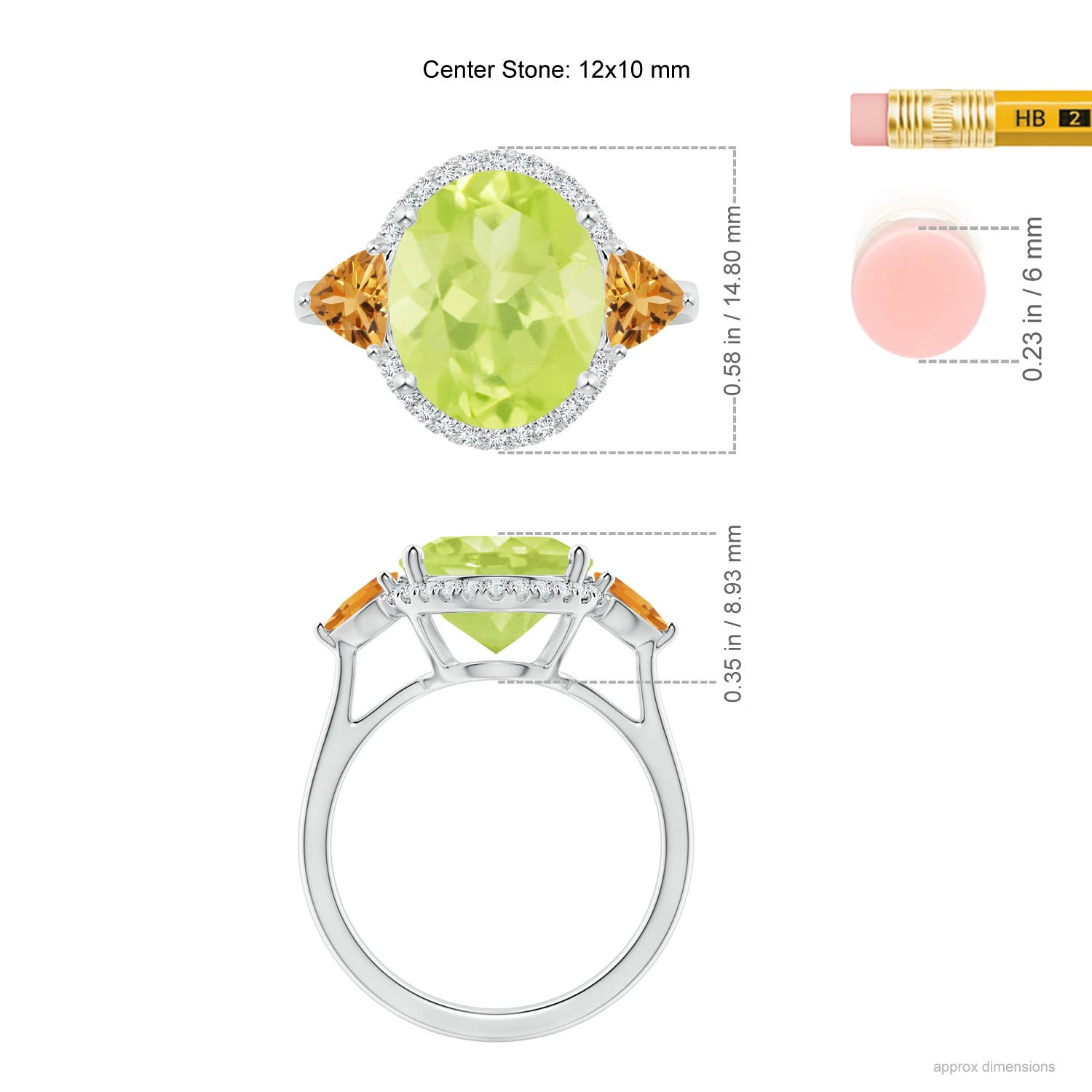 A - Peridot / 5.39 CT / 14 KT White Gold