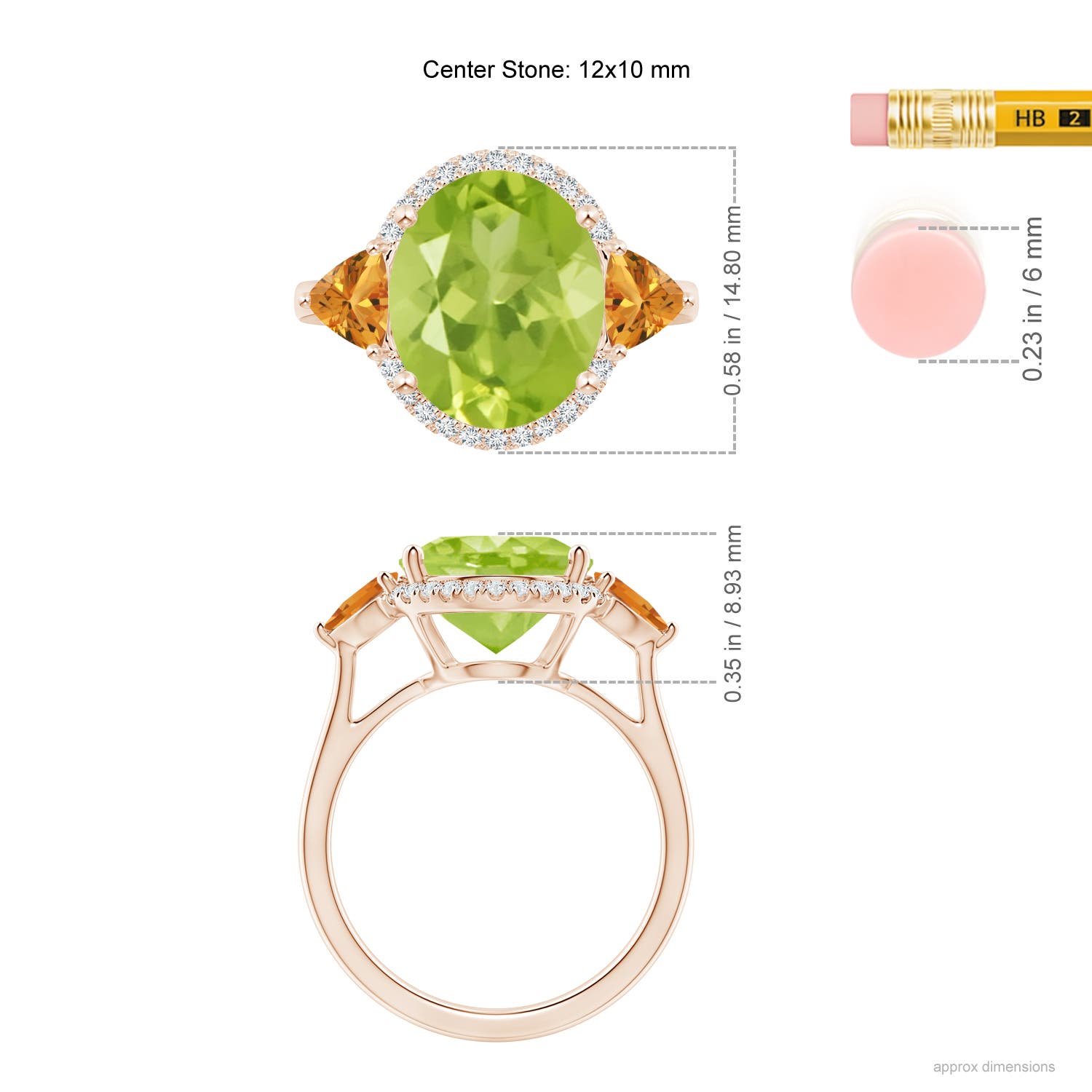 AA - Peridot / 5.39 CT / 14 KT Rose Gold