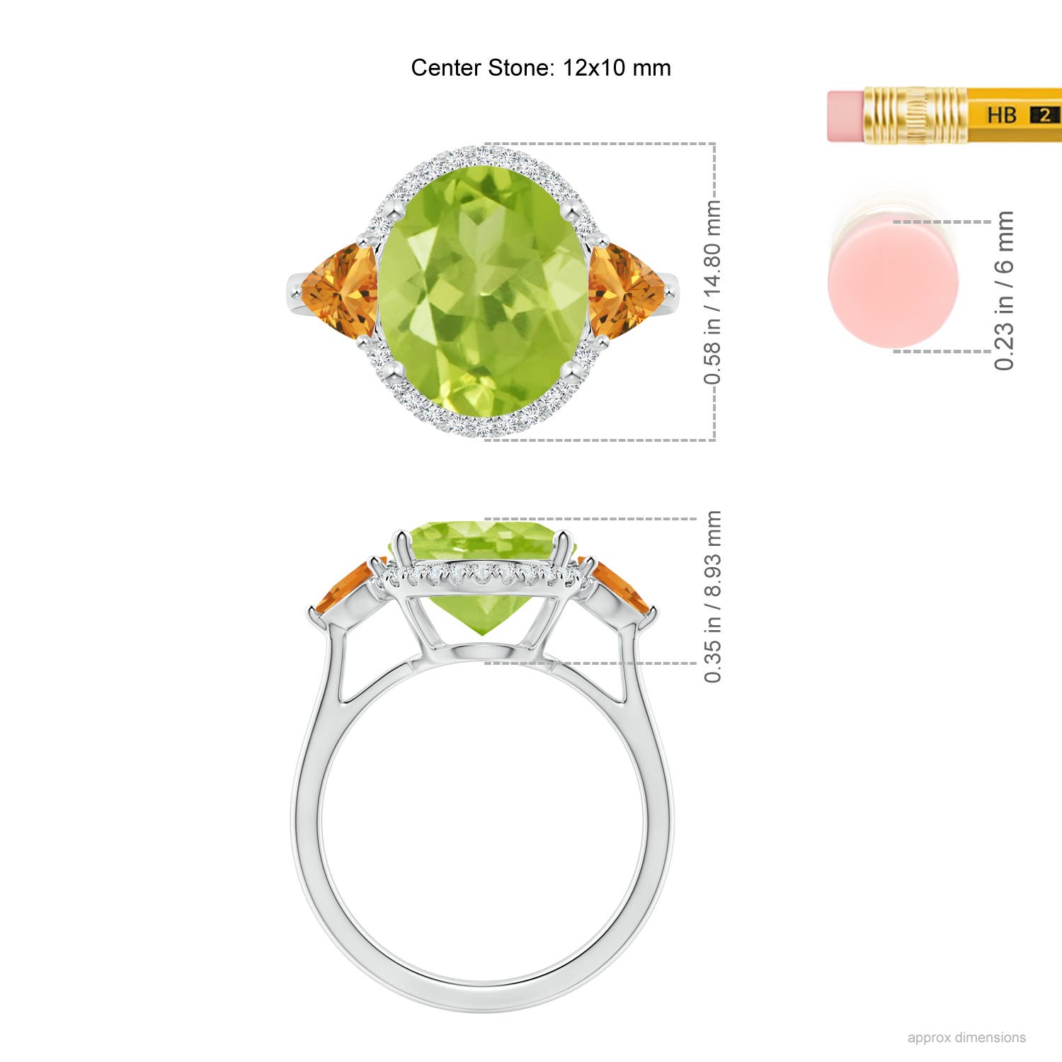 AA - Peridot / 5.39 CT / 14 KT White Gold