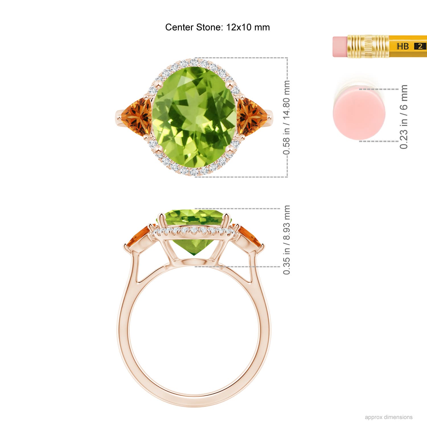 AAA - Peridot / 5.39 CT / 14 KT Rose Gold