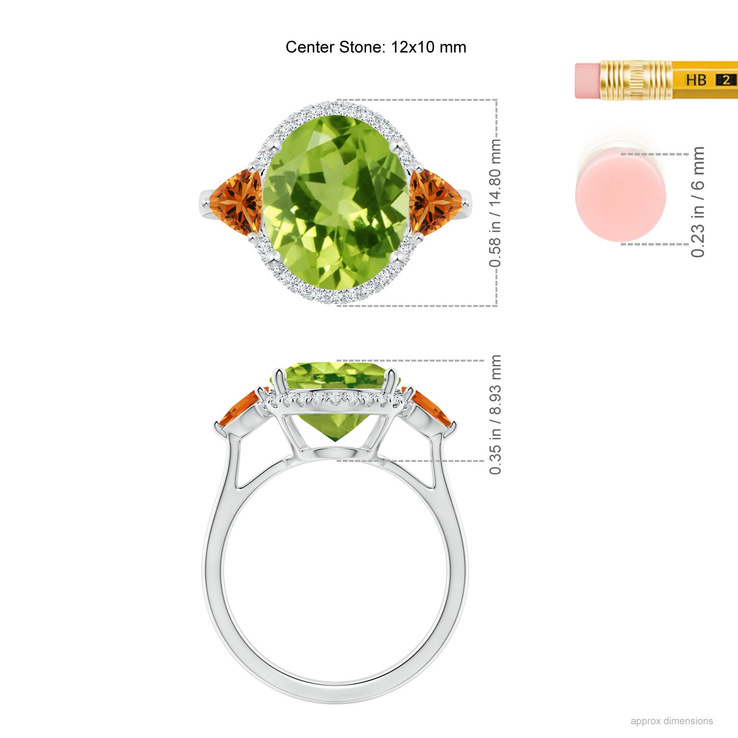 AAA - Peridot / 5.39 CT / 14 KT White Gold