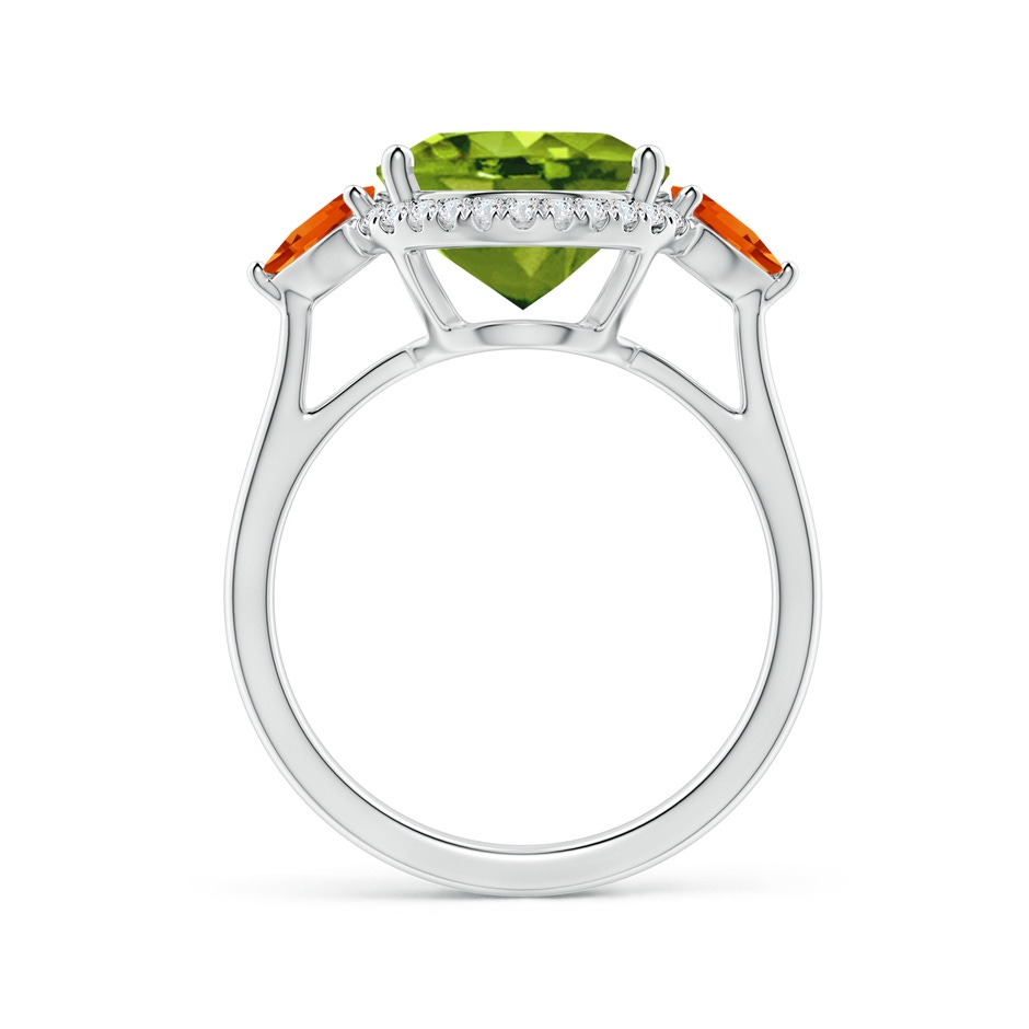 12x10mm AAAA Oval Peridot & Trillion Citrine Cocktail Ring in P950 Platinum side 199