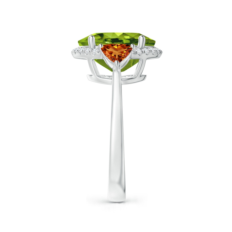 12x10mm AAAA Oval Peridot & Trillion Citrine Cocktail Ring in P950 Platinum side 299