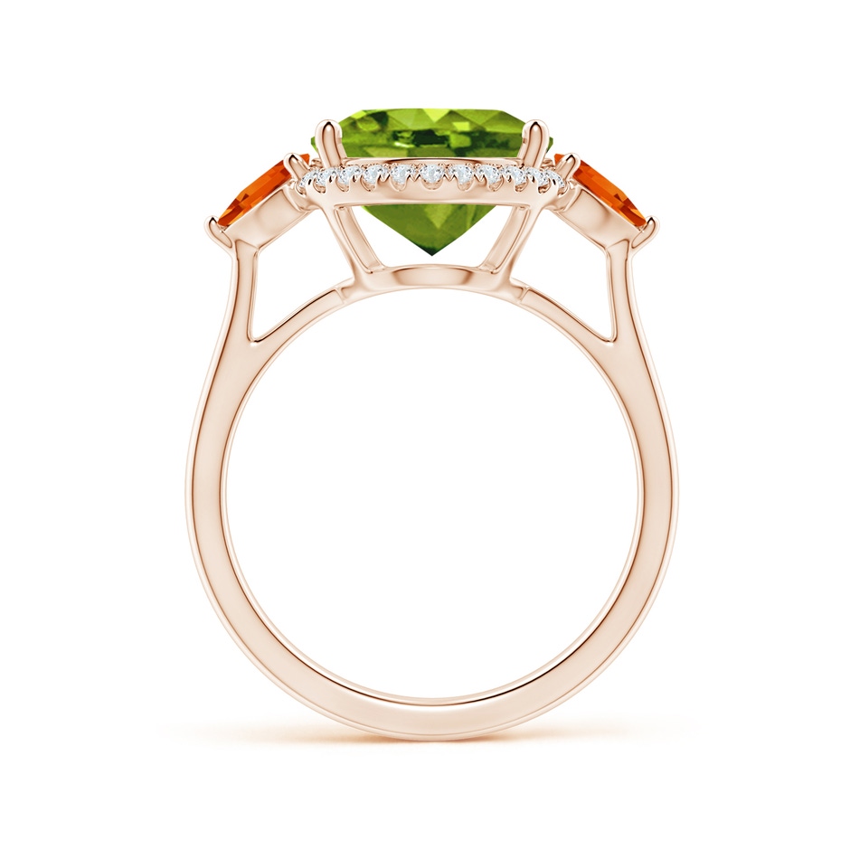 12x10mm AAAA Oval Peridot & Trillion Citrine Cocktail Ring in Rose Gold side 199