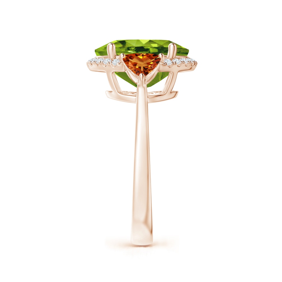 12x10mm AAAA Oval Peridot & Trillion Citrine Cocktail Ring in Rose Gold side 299