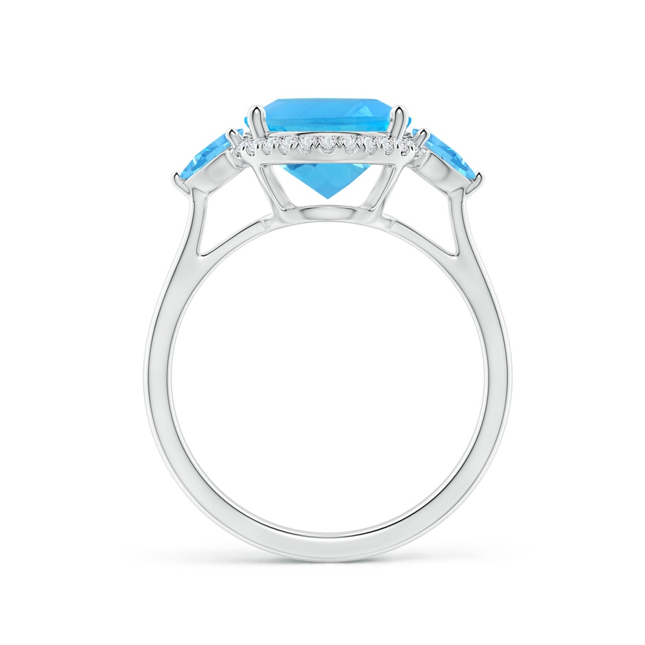 11x9mm AAA Oval & Trillion Swiss Blue Topaz Cocktail Ring in White Gold side 1