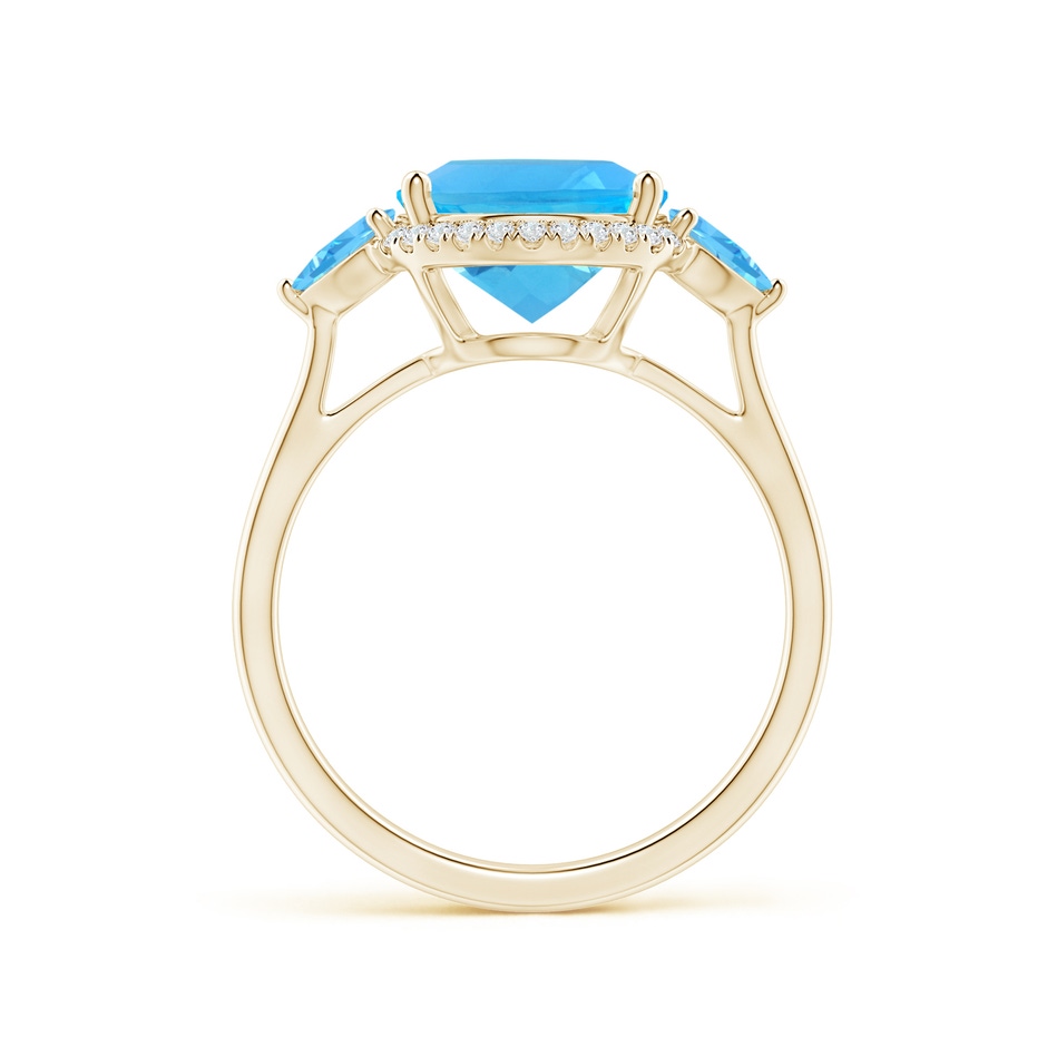 11x9mm AAA Oval & Trillion Swiss Blue Topaz Cocktail Ring in Yellow Gold side 1