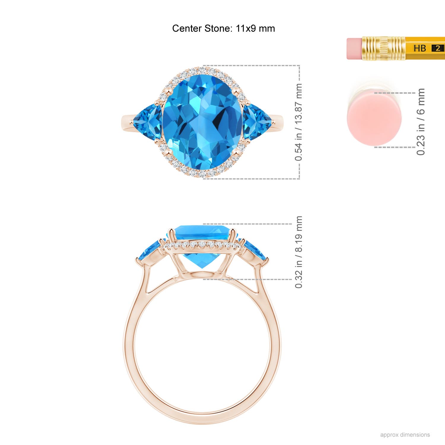 AAAA - Swiss Blue Topaz / 5.39 CT / 14 KT Rose Gold