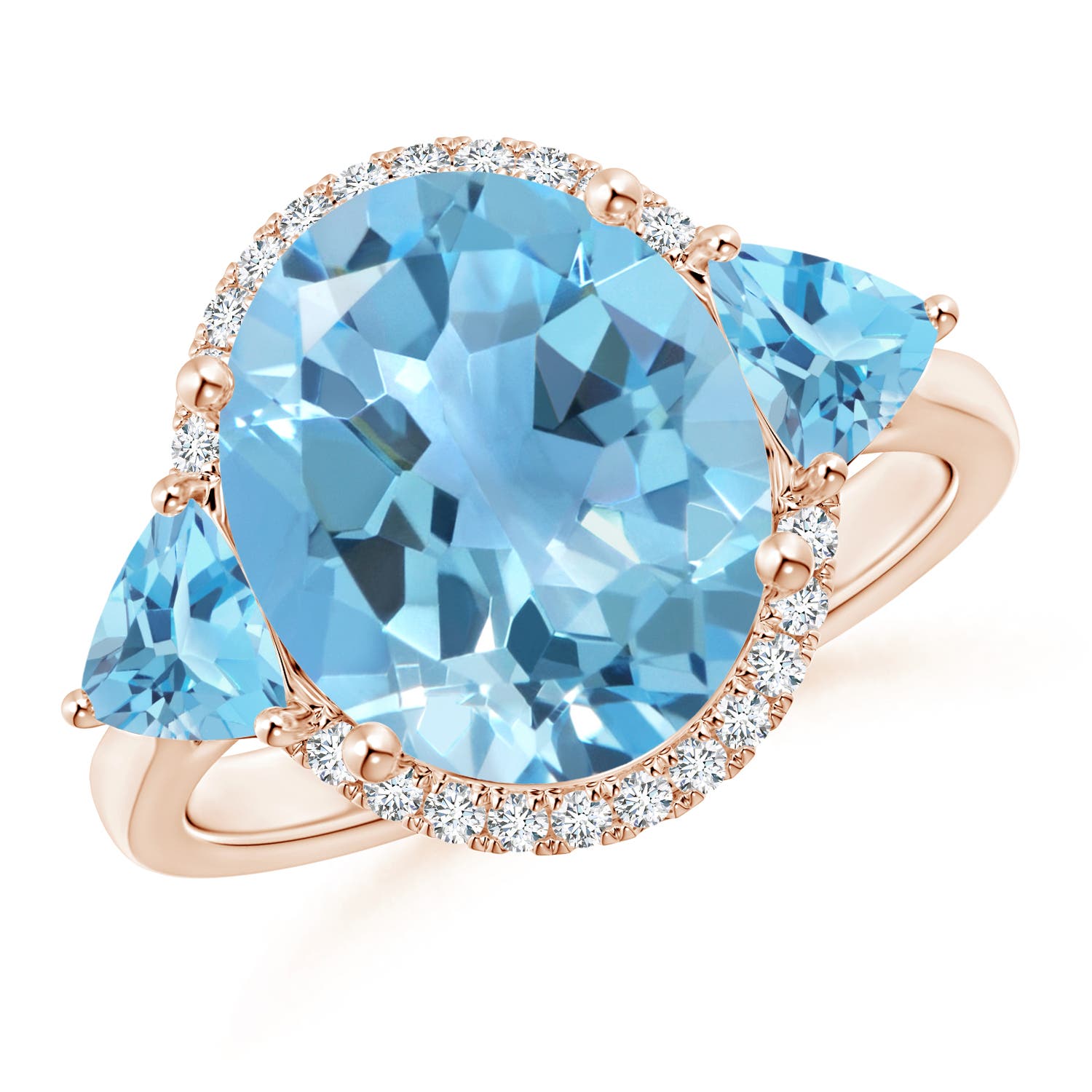 A - Swiss Blue Topaz / 6.73 CT / 14 KT Rose Gold