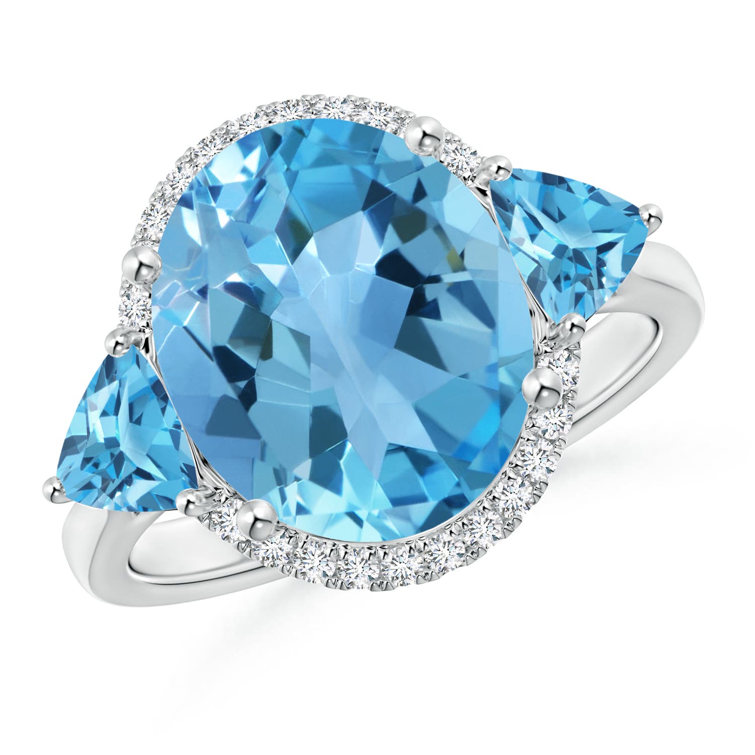 AA - Swiss Blue Topaz / 6.73 CT / 14 KT White Gold