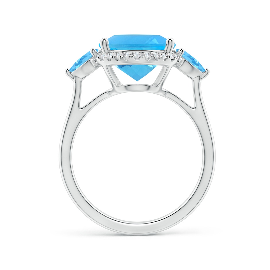 12x10mm AAA Oval & Trillion Swiss Blue Topaz Cocktail Ring in White Gold side 1